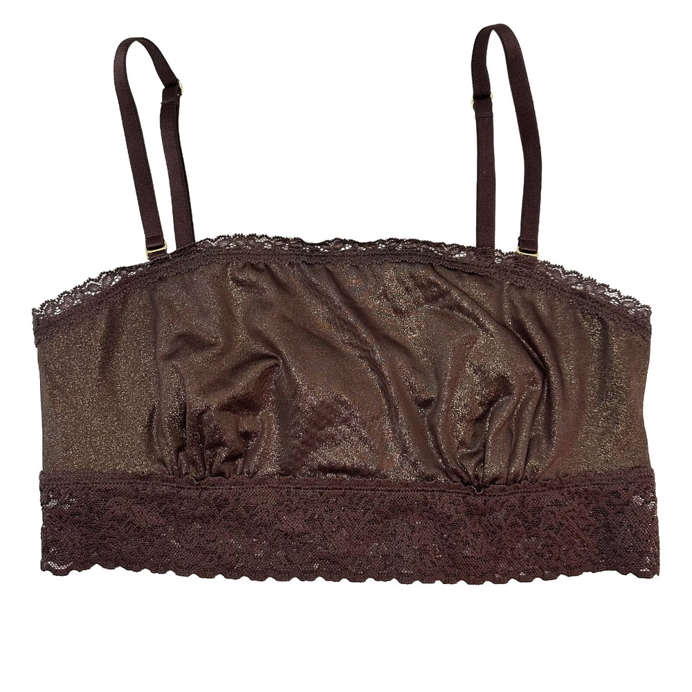 VICTORIA'S SECRET Fairy‎ Y2K Shimmer & Lace Bralette • Large • brown, gold